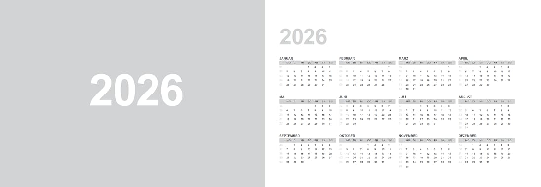 Monatskalender Vorlage 2026