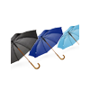 Regenschirm mit Holzgriff Stockschirm mit Echtholzgriff in Schwarz, Blau und Hellblau.
