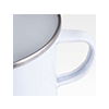 Robuste Emaille Tasse, bedruckt Beim Rand der Tasse haben Sie die Wahl zwischen den Farben silber, schwarz und blau.