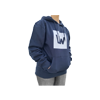 Hier sehen Sie den Hoodie mit dem Aufdruck auf der Vorderseite getragen.