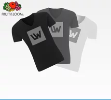 T-Shirt Herren weiß, Basic V-Neck - Fruit of the Loom