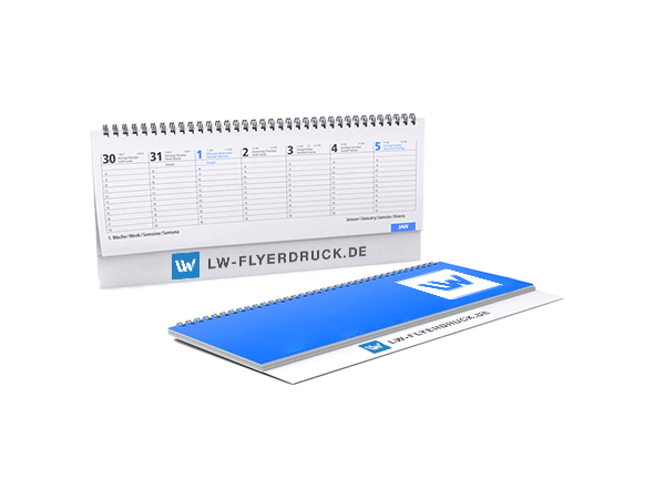 Tischkalender mit verlängerter Rückpappe drucken