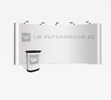 Messewände Faltdisplay Comfort gebogen, System inkl. Druck